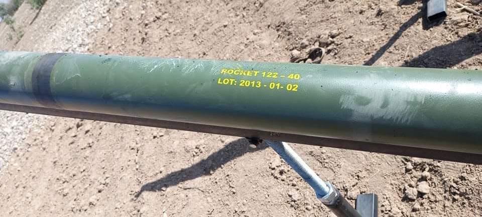 Markings on a rocket uncovered near Pirde in Kirkuk province appear to confirm it is a 122mm Grad rocket. (Photo: Kurdistan 24)